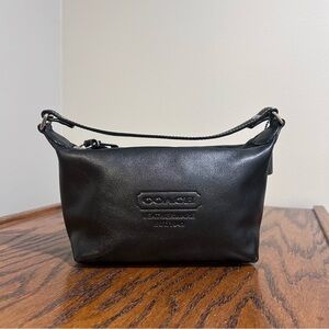 Coach Black Leather Toiletry Bag for Men